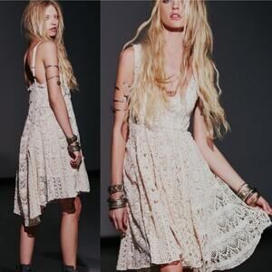 Free People Mavi Lace Crochet Knit High Low Size 10 Dress
